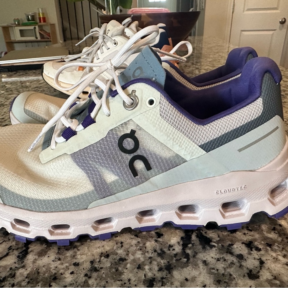 On Running Women's White and Purple Running Shoes